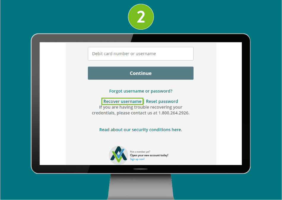 Desktop sign-in page focused on 'Recover username' option.
