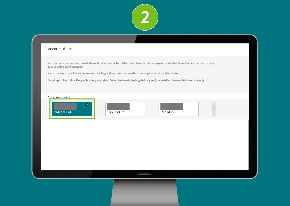 Desktop screenshot of website page with focus on selected 'Account' option under 'Select an Account' menu.