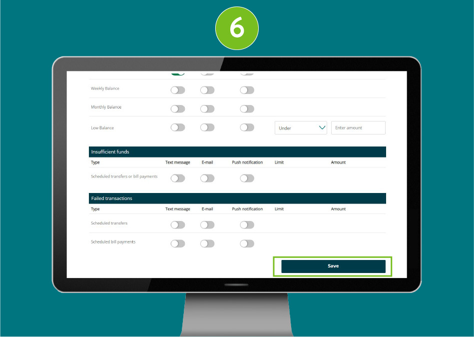 Desktop screenshot of website page with focus on Save button.