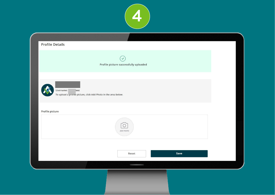 Profile Details page in a desktop browser, showing the message “Profile picture successfully added”.