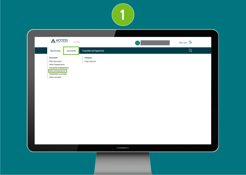 Website page on a desktop browser with visual emphasis on the Accounts category and 'View e-Statement' selected.