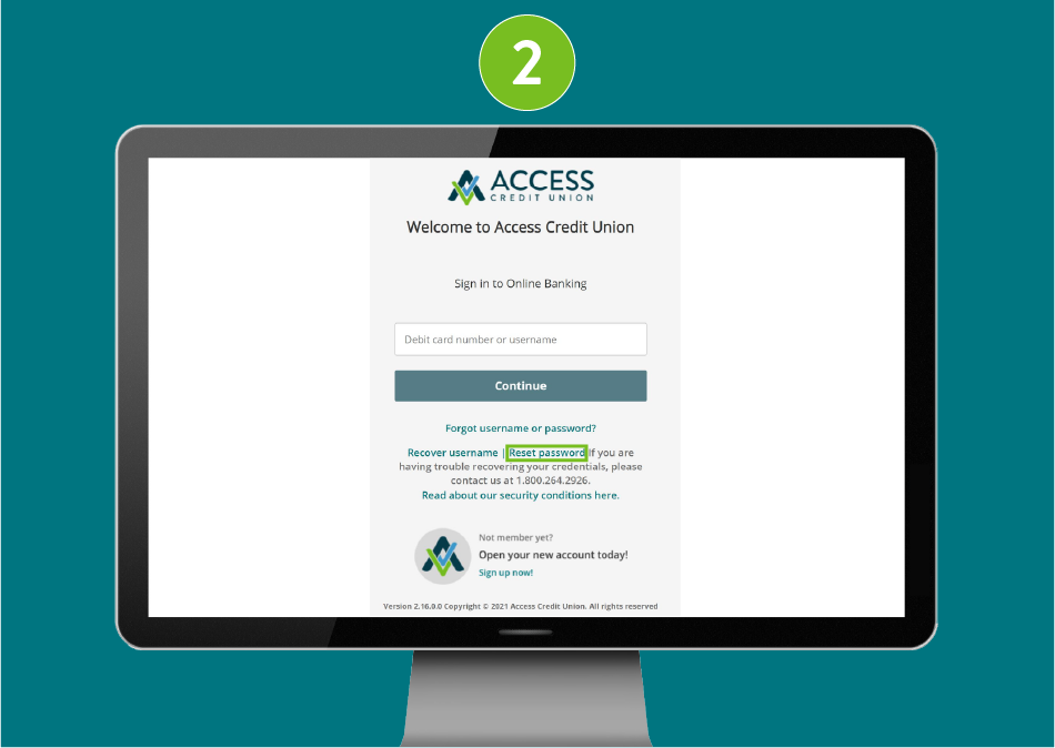 Desktop sign-in page focused on 'Reset password' option.