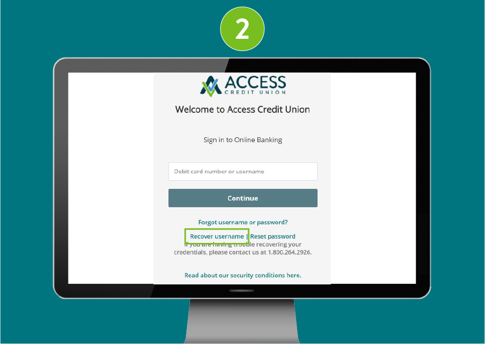 Desktop sign-in page focused on 'Recover username' option.