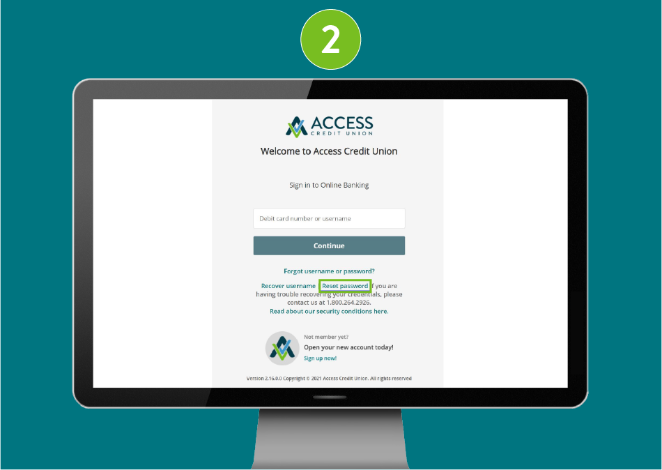 Desktop sign-in page focused on 'Reset password' option.