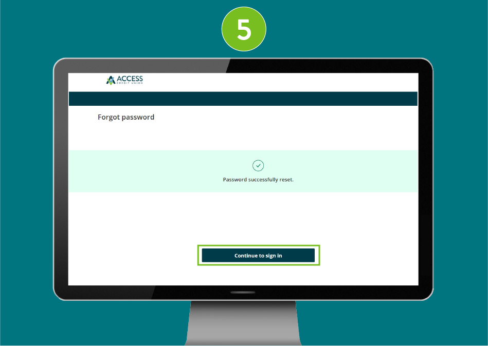 Desktop screenshot of 'Welcome' page with focus on message: 'Password successfully reset'.