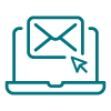 Laptop with envelope icon, representing digital communication.